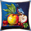 Needlepoint Pillow Kit "Red-flanked bluetail and apples"