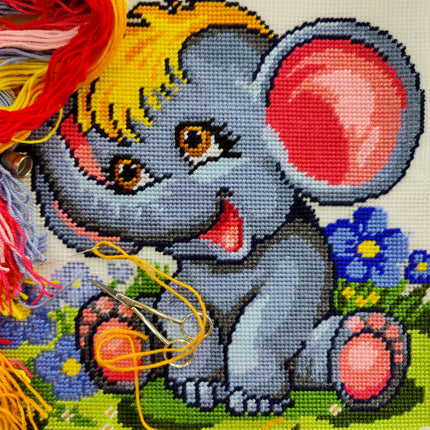 Needlepoint Pillow Kit "Funny Elephant"