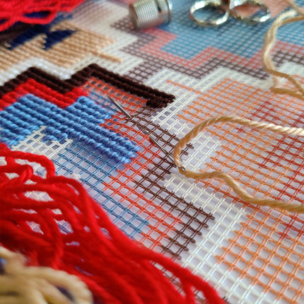 Needlepoint Pillow Kit "Puebla Mexican Pattern"