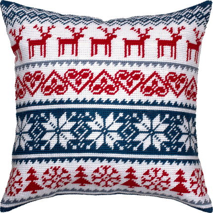 Needlepoint Pillow Kit "Christmas Deer Pattern"