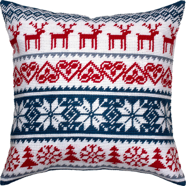 Needlepoint Pillow Kit "Christmas Deer Pattern"