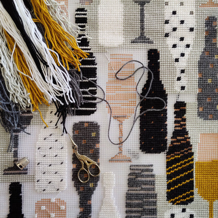 Needlepoint Pillow Kit "Bottles"