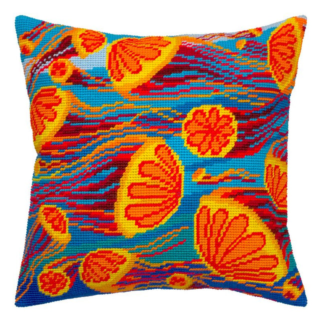 Needlepoint Pillow Kit "Jellyfish at Sunsetting"