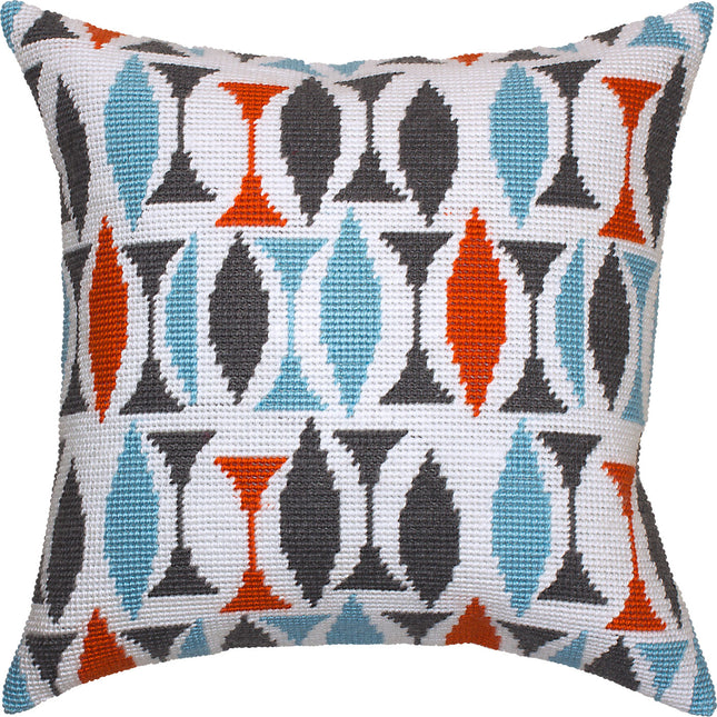 Needlepoint Pillow Kit "Turquoise on White"