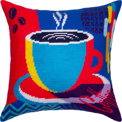 Needlepoint Pillow Kit "Morning coffee"