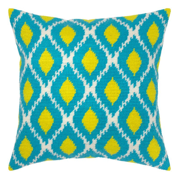 Needlepoint Pillow Kit "Turquoise and lemons"