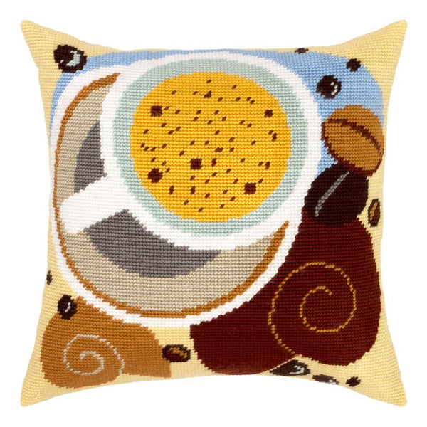 Needlepoint Pillow Kit "Morning coffee"