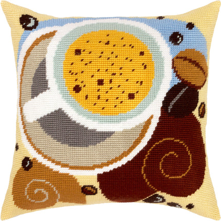 Needlepoint Pillow Kit "Morning coffee"