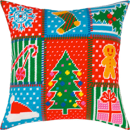 Needlepoint Pillow Kit "Patchwork"