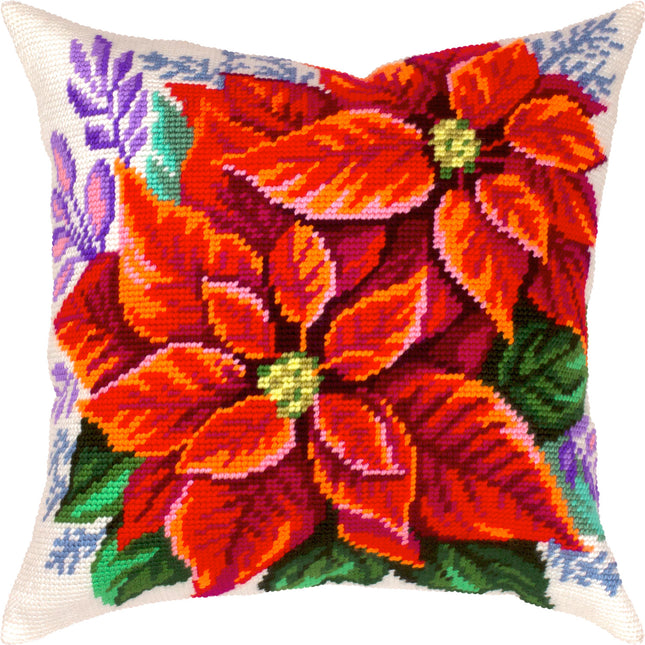 Needlepoint Pillow Kit "Poinsettia"