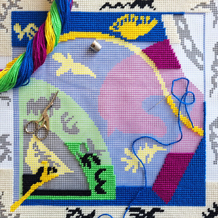 Needlepoint Pillow Kit "Horse, Rider, and Clown"