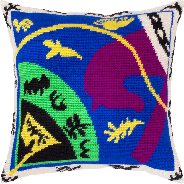 Needlepoint Pillow Kit "Horse, Rider, and Clown"