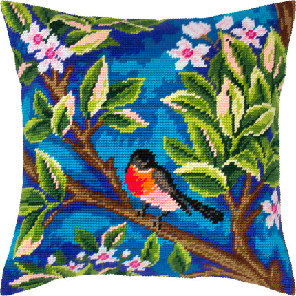 Needlepoint Pillow Kit "Bullfinch. Tree"