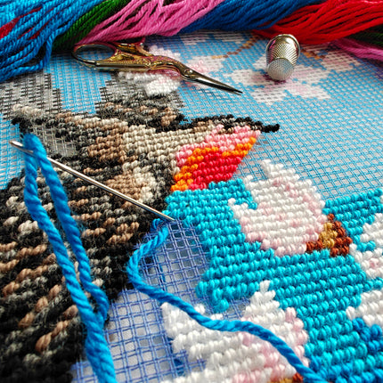 Needlepoint Pillow Kit "Redstart. Tree"