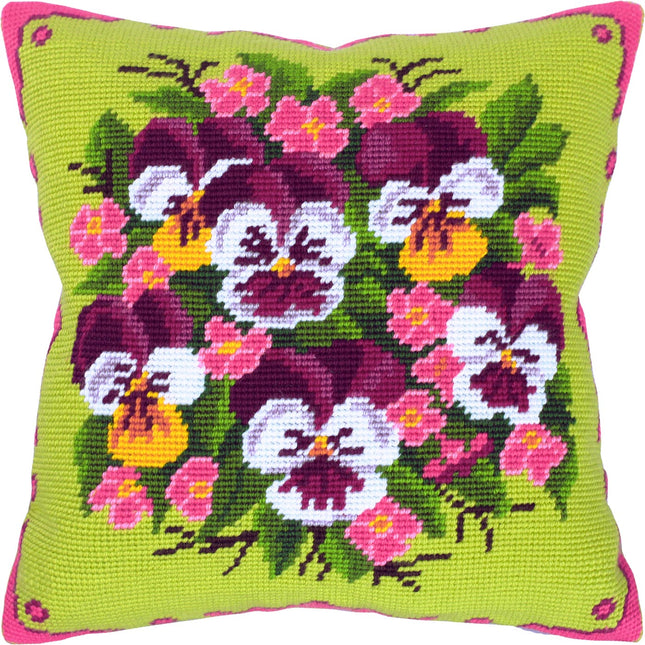 Needlepoint Pillow Kit "Bouquet of Violas"