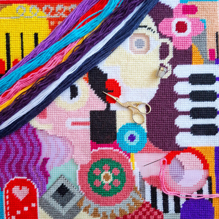 Needlepoint Pillow Kit "Radiant Women in Abstract"