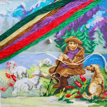 Needlepoint Pillow Kit "Blue Mountains"