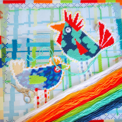 Needlepoint Pillow Kit "Hens"