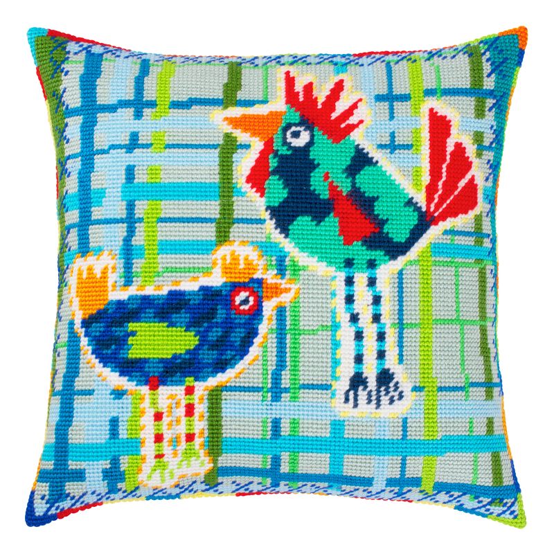 Needlepoint Pillow Kit "Hens"