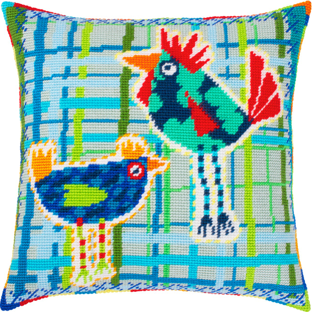 Needlepoint Pillow Kit "Hens"