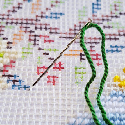 Needlepoint Pillow Kit "Geese Among the Flowers"