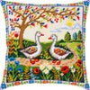 Needlepoint Pillow Kit "Geese Among the Flowers"