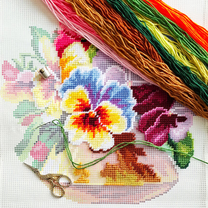 Needlepoint Pillow Kit "Vase with Violets"