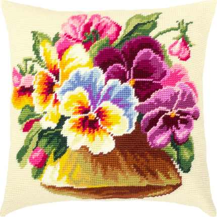 Needlepoint Pillow Kit "Vase with Violets"