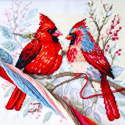 Needlepoint Pillow Kit "Cardinal Pair"