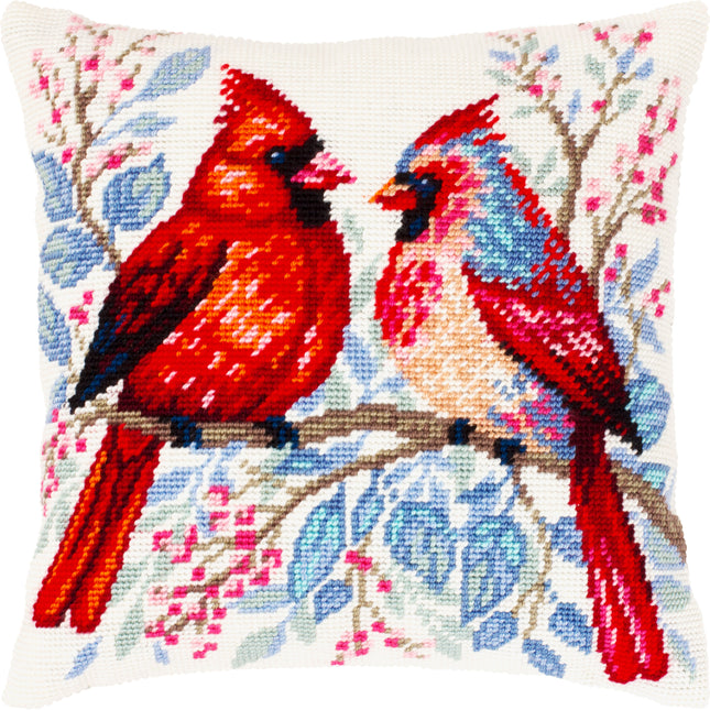 Needlepoint Pillow Kit "Cardinal Pair"