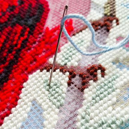 Needlepoint Pillow Kit "Cardinal Among Flowers"