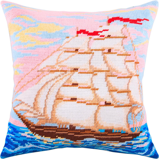 Needlepoint Pillow Kit "Sailing Ship"