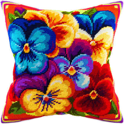 Needlepoint Pillow Kit "Rainbow of Violas"