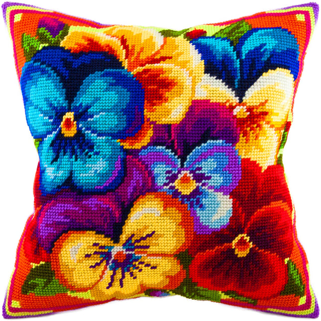 Needlepoint Pillow Kit "Rainbow of Violas"