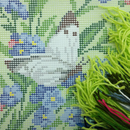 Needlepoint Pillow Kit "Large Whites on Forget-Me-Nots"