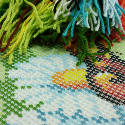 Needlepoint Pillow Kit "Small Tortoiseshells on Daisies"