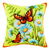 Needlepoint Pillow Kit "Small Tortoiseshells on Daisies"