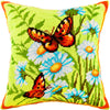 Needlepoint Pillow Kit "Small Tortoiseshells on Daisies"