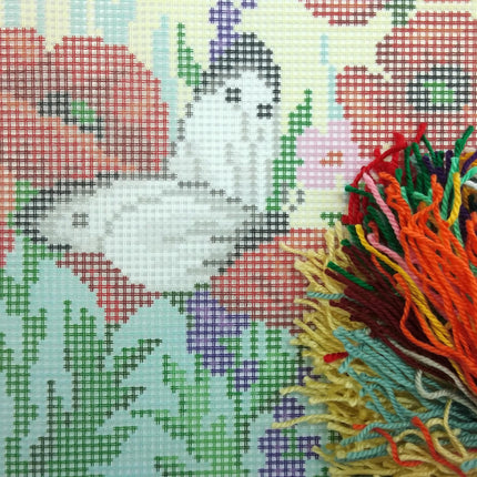 Needlepoint Pillow Kit "Large Whites on Poppies"