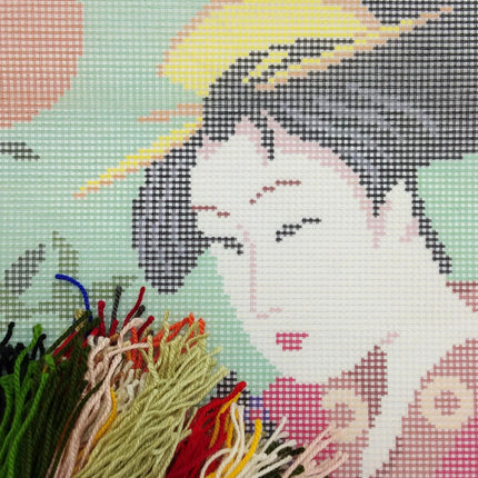Needlepoint Pillow Kit "Naniwaya Okita"