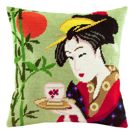 Needlepoint Pillow Kit "Naniwaya Okita"