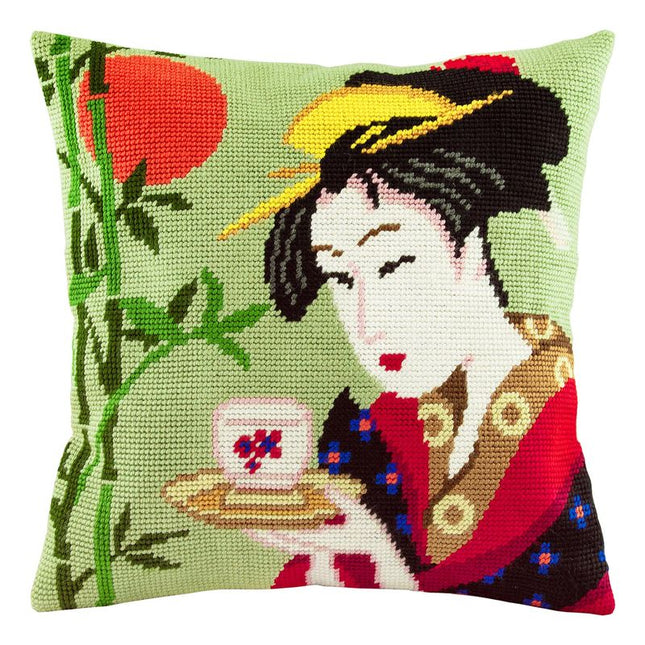 Needlepoint Pillow Kit "Naniwaya Okita"