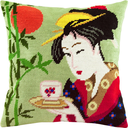 Needlepoint Pillow Kit "Naniwaya Okita"