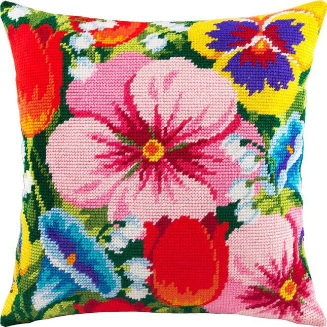 Needlepoint Pillow Kit "Flower Bed"