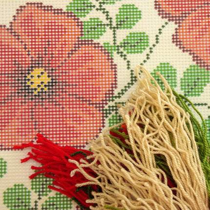 Needlepoint Pillow Kit "Red Flowers"