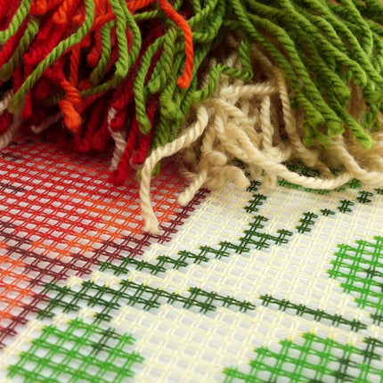Needlepoint Pillow Kit "Red Flowers"