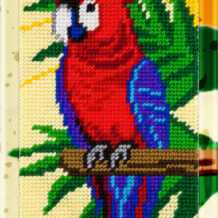DIY Needlepoint Kit "Macaw parrot" 5.9"x9.8" / 15x25 cm