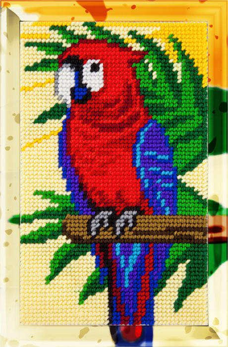 DIY Needlepoint Kit "Macaw parrot" 5.9"x9.8" / 15x25 cm