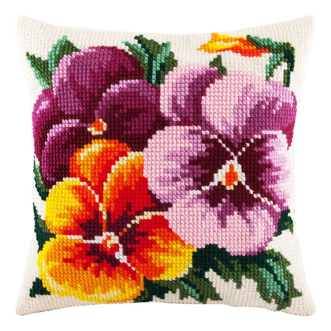 Cross Stitch Pillow Kit "Pansies"