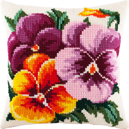 Cross Stitch Pillow Kit "Pansies"